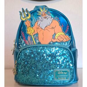 Loungefly Disney The King Triton Sequin Mini Backpack | NWT